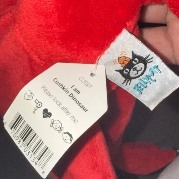 Jellycat Retired Cushkin Dinosaur Red Spotted Triceratops CUS2T NWT Rare - Picture 4 of 6